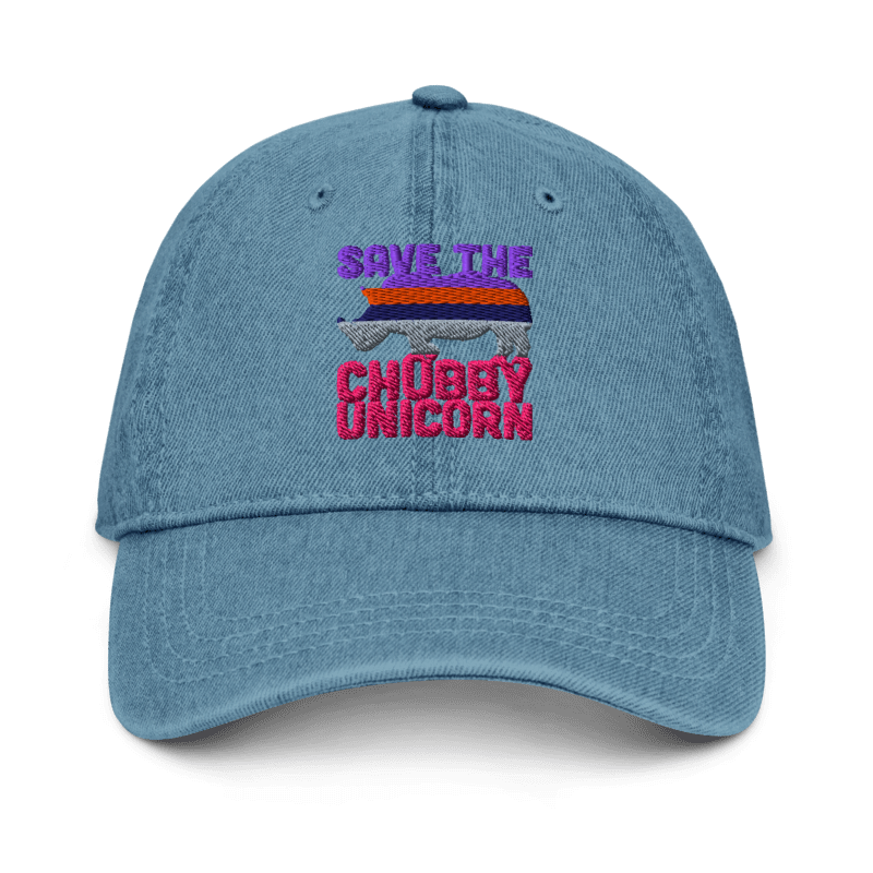 Custom Embroidered Hats Save the Chubby Unicorn Denim Hat - JonPrint | Discover cool t-shirts for every style and occasion