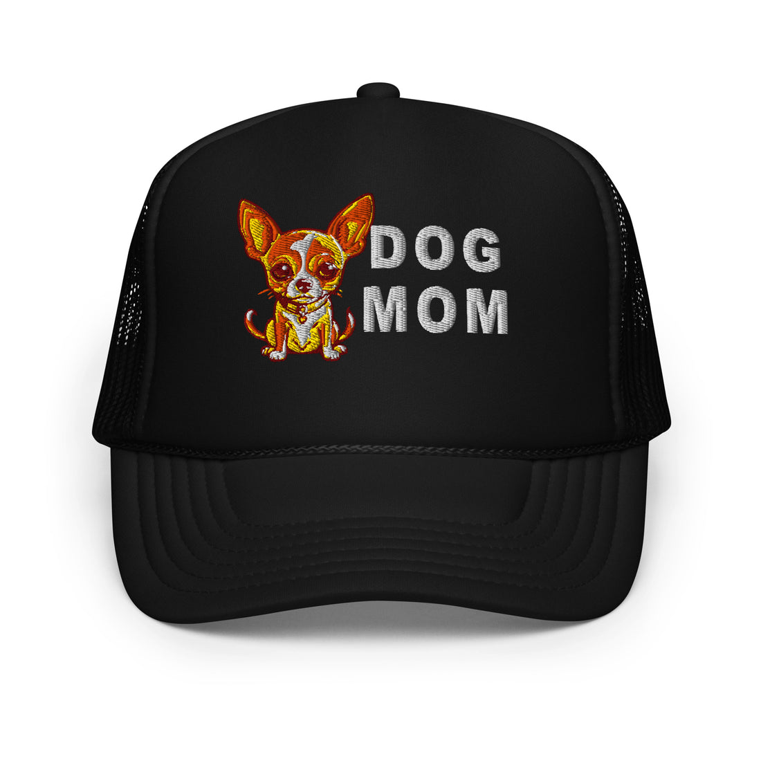 Dog Mom Chihuahua Dog Embroidered Foam trucker hat - JonPrint | Discover cool t-shirts for every style and occasion