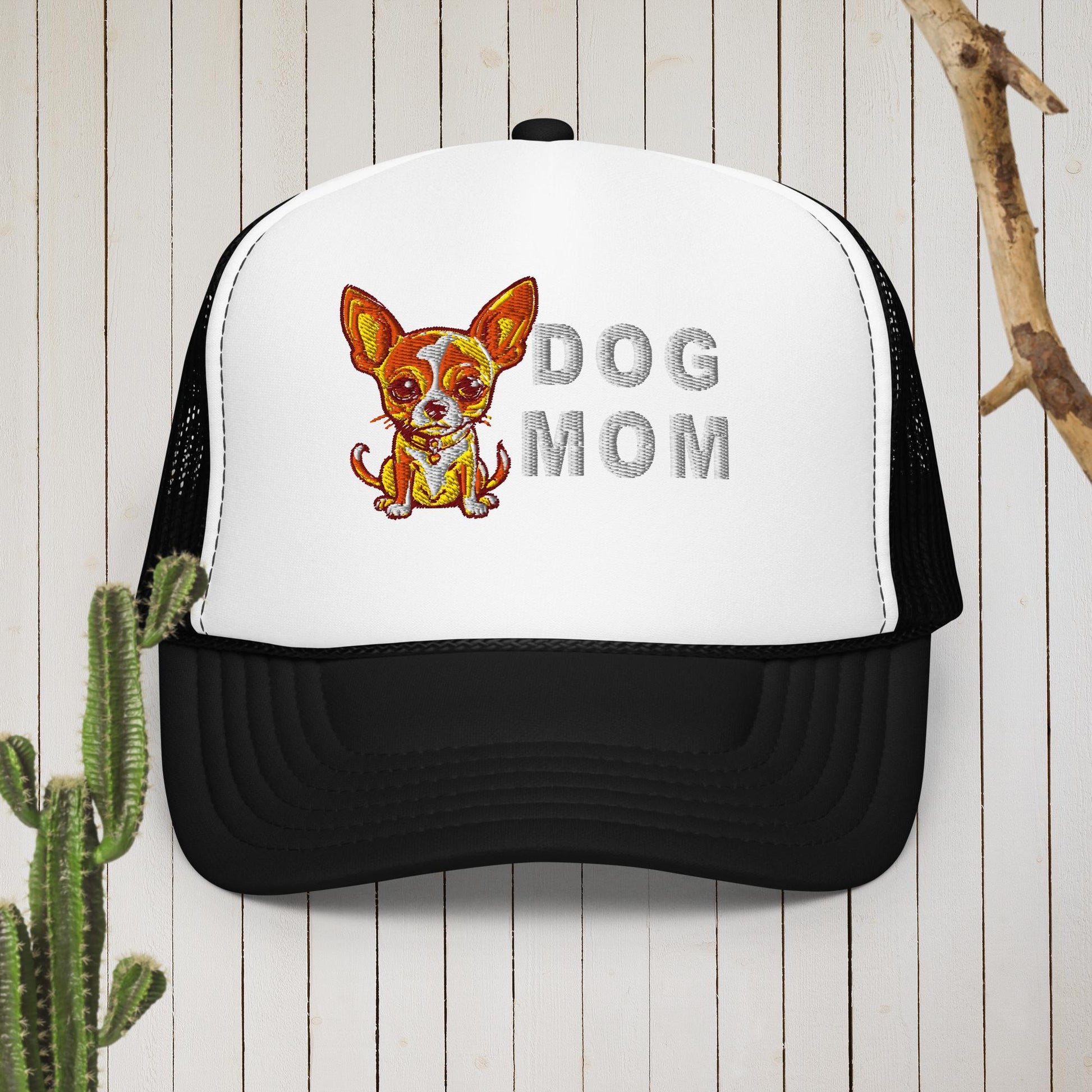 Dog Mom Chihuahua Dog Embroidered Foam trucker hat - JonPrint | Discover cool t-shirts for every style and occasion