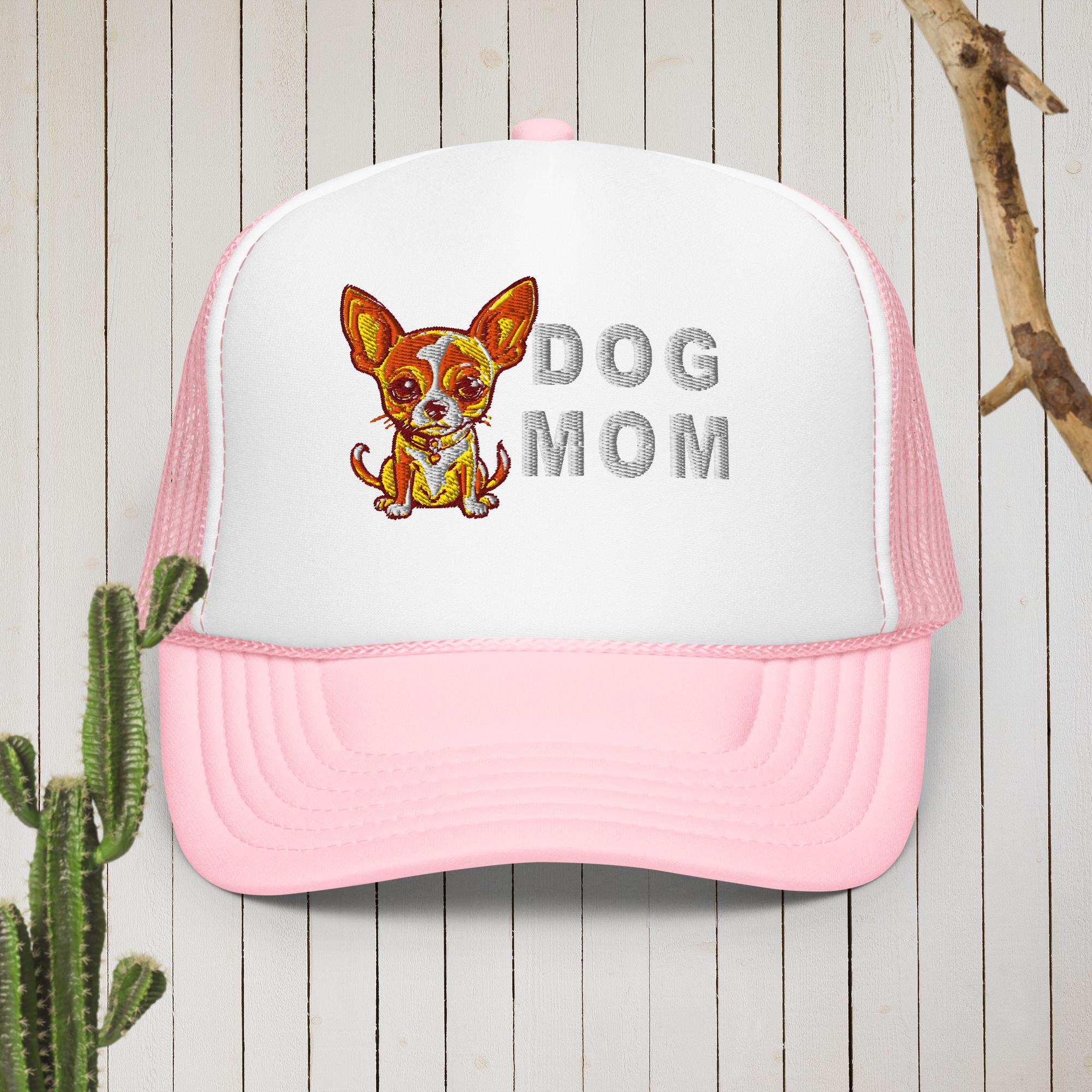 Dog Mom Chihuahua Dog Embroidered Foam trucker hat - JonPrint | Discover cool t-shirts for every style and occasion